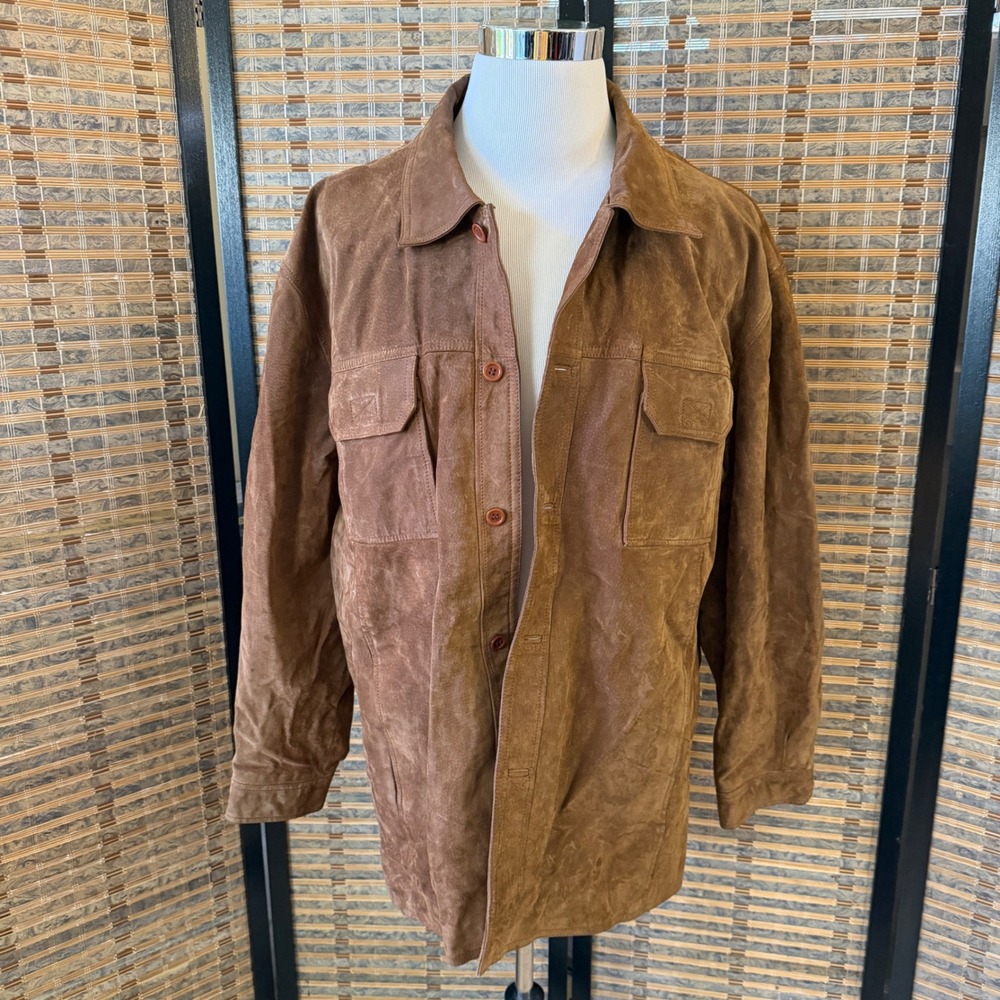 M. Julian Wilsons Leather Suede Jacket Mens XL Brown Vintage 90s Y2K Chore Coat